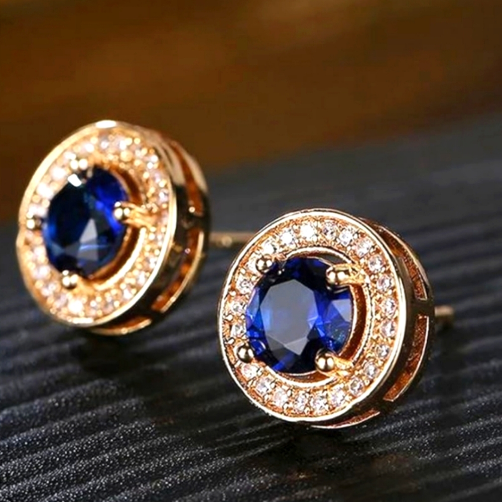Fashion Jewelry Gold and Blue Earrings